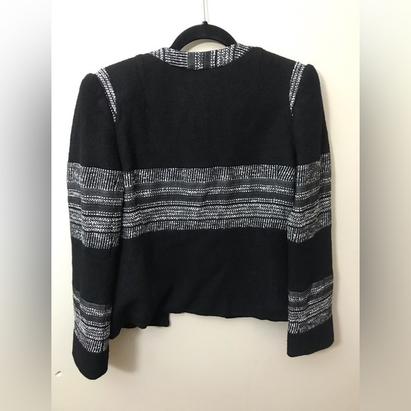 L'AGENCE Womens Wool Blend Black Boucle Striped Fitted Blazer Jacket Size 4 - Picture 12 of 15